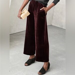 EILEEN FISHER Velvet Silk Wide-Leg Ankle Pants Large